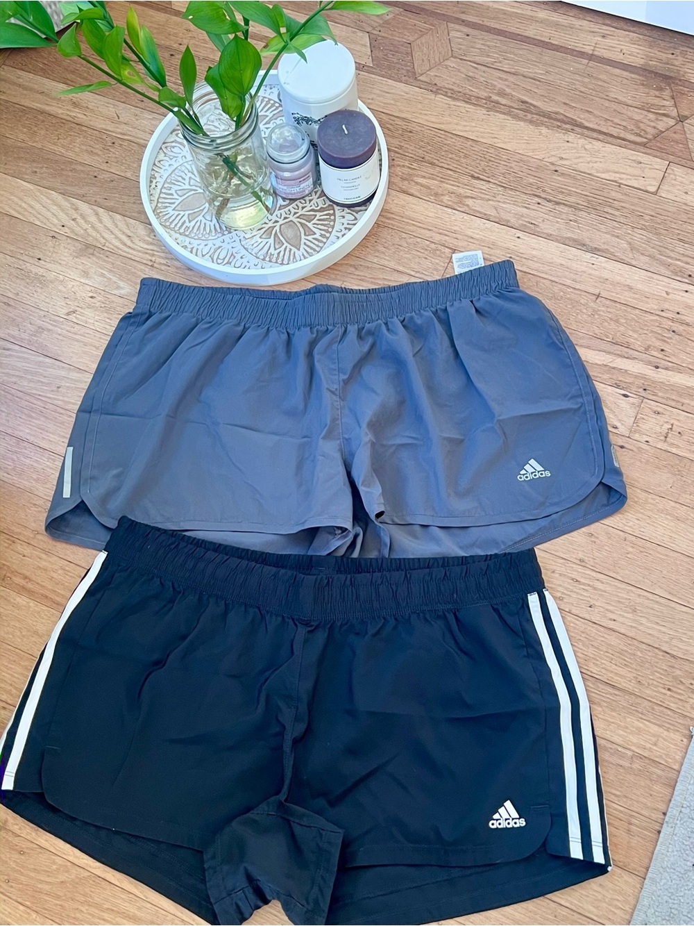 adidas Gray and Black Athletic Shorts Set